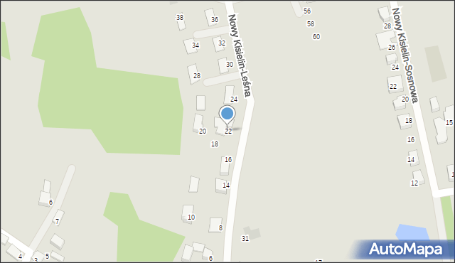 Zielona Góra, Nowy Kisielin-Leśna, 22, mapa Zielona Góra