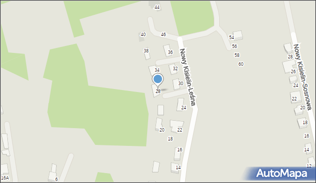 Zielona Góra, Nowy Kisielin-Leśna, 28, mapa Zielona Góra