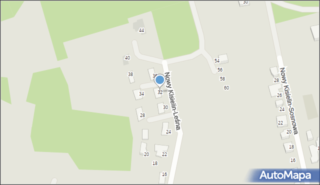 Zielona Góra, Nowy Kisielin-Leśna, 32, mapa Zielona Góra