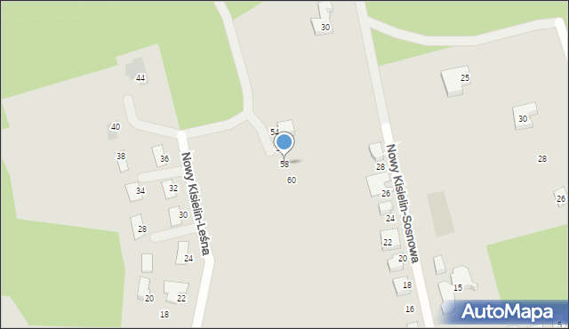 Zielona Góra, Nowy Kisielin-Leśna, 58, mapa Zielona Góra