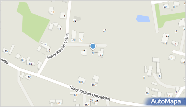 Zielona Góra, Nowy Kisielin-Leśna, 9, mapa Zielona Góra