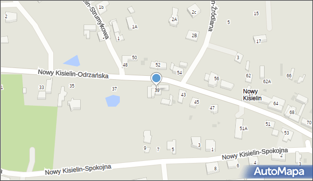 Zielona Góra, Nowy Kisielin-Odrzańska, 39, mapa Zielona Góra