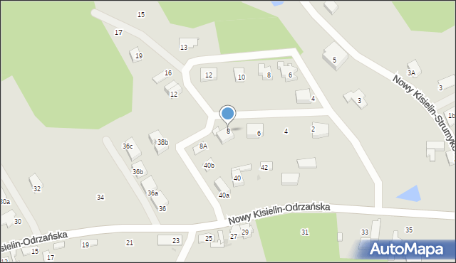 Zielona Góra, Nowy Kisielin-Piaskowa, 8, mapa Zielona Góra