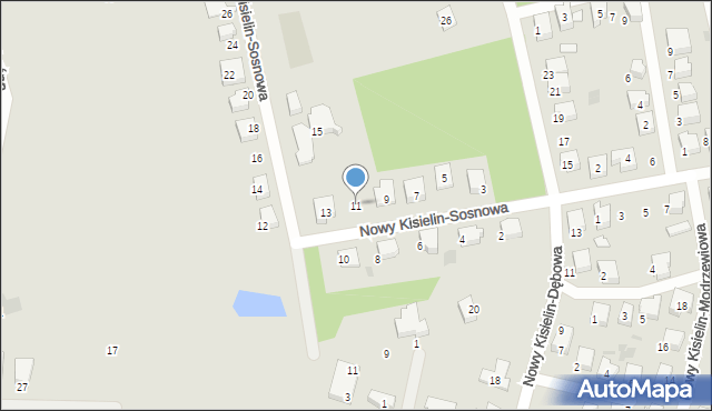 Zielona Góra, Nowy Kisielin-Sosnowa, 11, mapa Zielona Góra