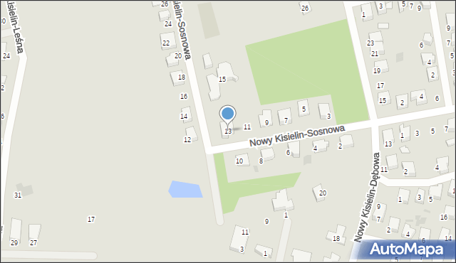 Zielona Góra, Nowy Kisielin-Sosnowa, 13, mapa Zielona Góra