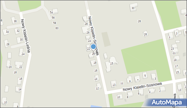 Zielona Góra, Nowy Kisielin-Sosnowa, 20, mapa Zielona Góra