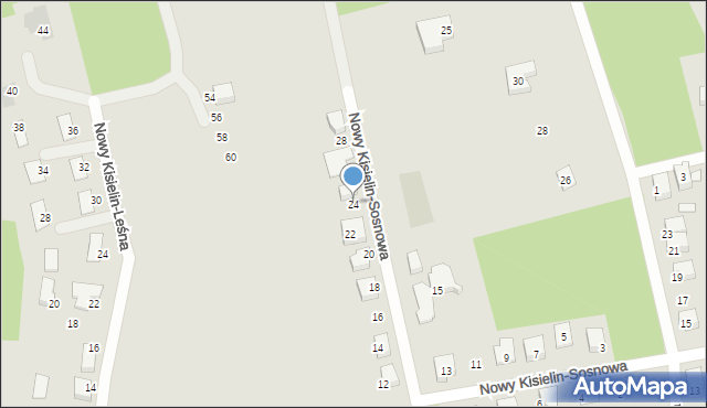 Zielona Góra, Nowy Kisielin-Sosnowa, 24, mapa Zielona Góra