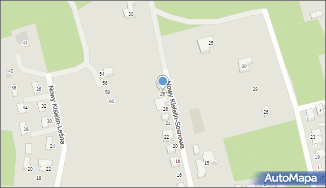Zielona Góra, Nowy Kisielin-Sosnowa, 28, mapa Zielona Góra