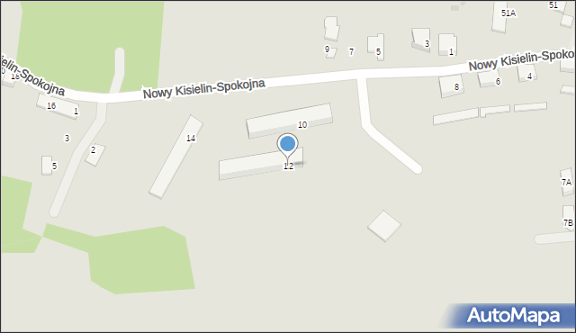 Zielona Góra, Nowy Kisielin-Spokojna, 12, mapa Zielona Góra