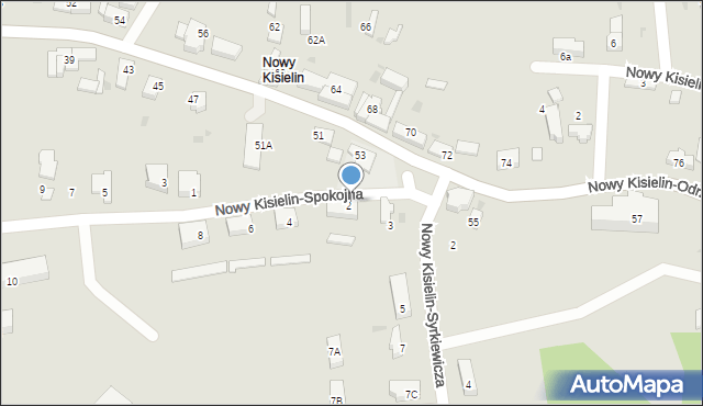 Zielona Góra, Nowy Kisielin-Spokojna, 2a, mapa Zielona Góra