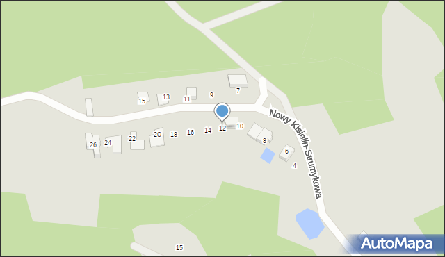 Zielona Góra, Nowy Kisielin-Strumykowa, 12, mapa Zielona Góra