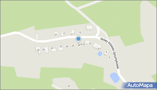 Zielona Góra, Nowy Kisielin-Strumykowa, 14, mapa Zielona Góra