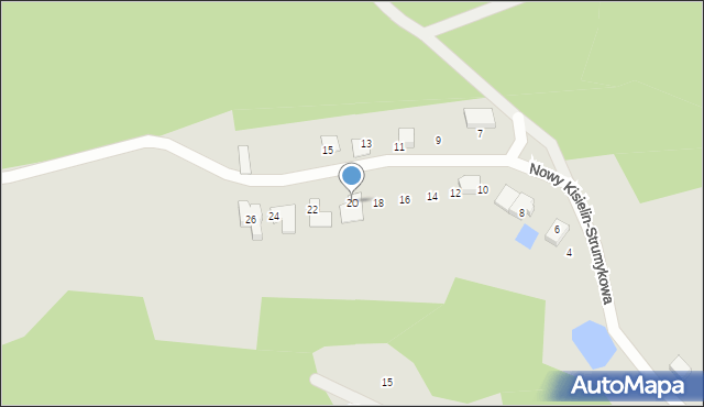 Zielona Góra, Nowy Kisielin-Strumykowa, 20, mapa Zielona Góra