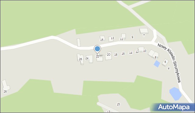 Zielona Góra, Nowy Kisielin-Strumykowa, 22, mapa Zielona Góra