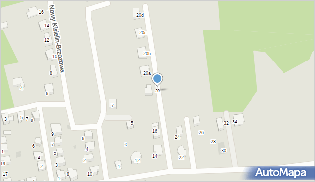 Zielona Góra, Nowy Kisielin-Świerkowa, 20, mapa Zielona Góra