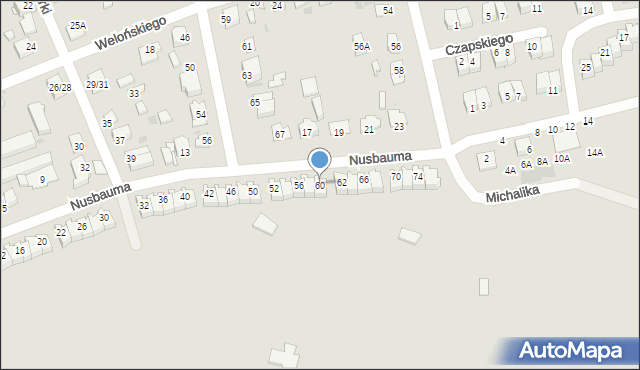 Częstochowa, Nusbauma Józefa, prof., 60, mapa Częstochowy