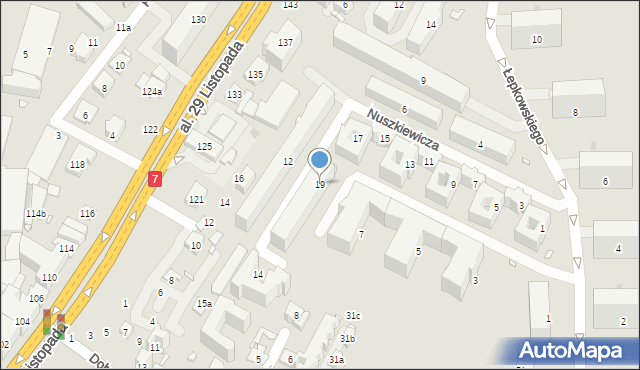 Kraków, Nuszkiewicza Ryszarda, mjr., 19, mapa Krakowa
