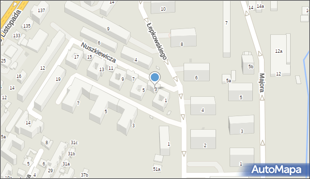 Kraków, Nuszkiewicza Ryszarda, mjr., 3, mapa Krakowa