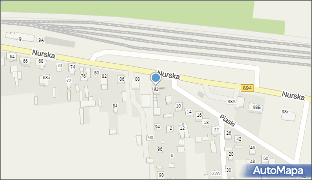 Małkinia Górna, Nurska, 92, mapa Małkinia Górna