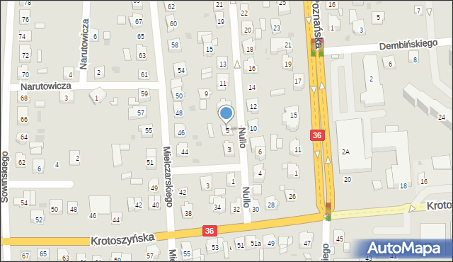 Ostrów Wielkopolski, Nullo Francesco, płk., 5, mapa Ostrów Wielkopolski