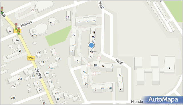 Mysłowice, Nygi Jana, ks., 5A, mapa Mysłowice