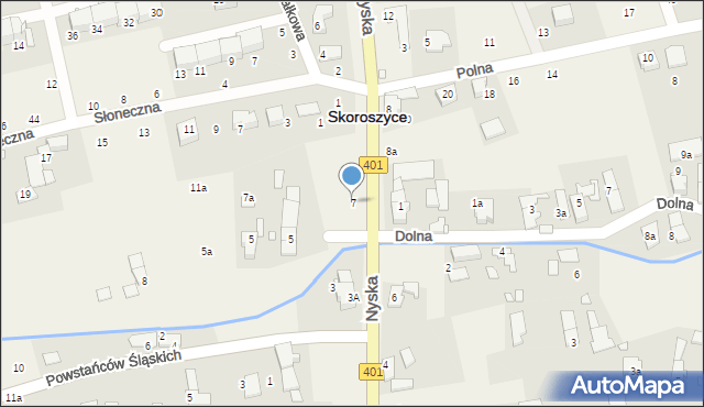 Skoroszyce, Nyska, 7, mapa Skoroszyce