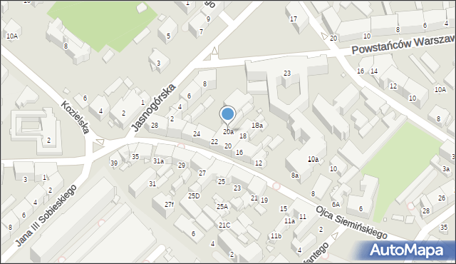 Gliwice, o. Siemińskiego Jana, 20a, mapa Gliwic