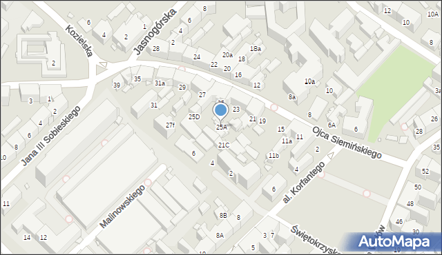 Gliwice, o. Siemińskiego Jana, 25A, mapa Gliwic