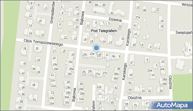 Kielce, o. Kolumbina Tomaszewskiego, 11d, mapa Kielc