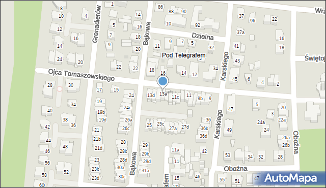 Kielce, o. Kolumbina Tomaszewskiego, 13a, mapa Kielc