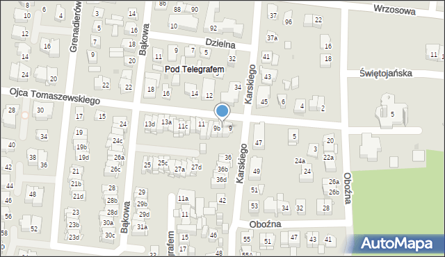 Kielce, o. Kolumbina Tomaszewskiego, 9a, mapa Kielc