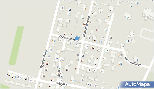 Mońki, o. Maksymiliana Marii Kolbego, 10, mapa Mońki