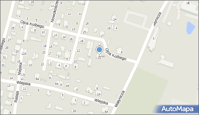 Mońki, o. Maksymiliana Marii Kolbego, 22, mapa Mońki