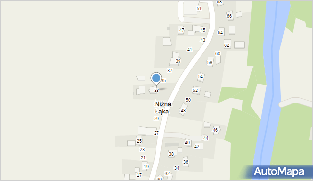 Niżna Łąka, o. Hieronima Longawy, 33, mapa Niżna Łąka