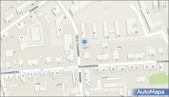 Opole, o. Józefa Czaplaka, 2b, mapa Opola