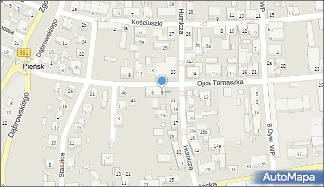 Pieńsk, o. Michała Tomaszka, 8, mapa Pieńsk