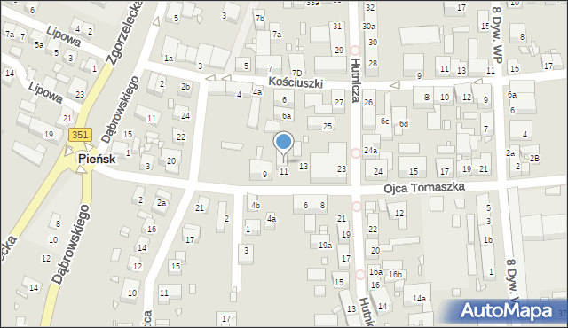 Pieńsk, o. Michała Tomaszka, 9a, mapa Pieńsk