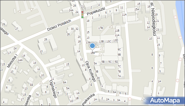 Piła, o. Maksymiliana Marii Kolbego, 16b, mapa Piły