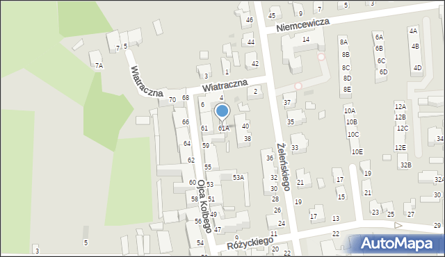 Piła, o. Maksymiliana Marii Kolbego, 61A, mapa Piły