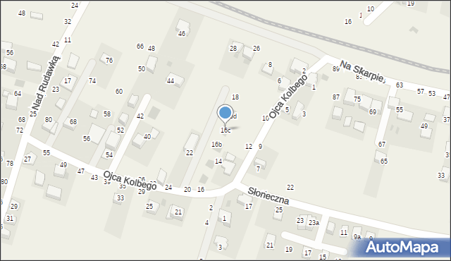 Rudawa, o. Maksymiliana Marii Kolbego, 16c, mapa Rudawa