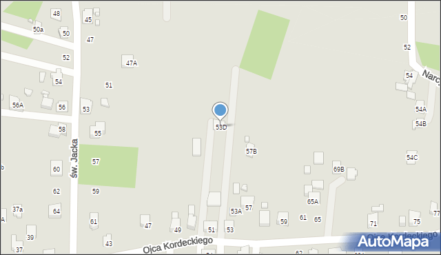 Rydułtowy, o. Augustyna Kordeckiego, 53D, mapa Rydułtowy
