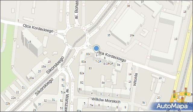 Szczecin, o. Augustyna Kordeckiego, 7, mapa Szczecina