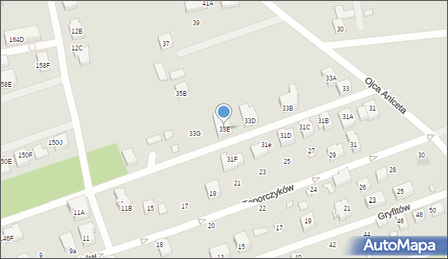 Warszawa, o. Aniceta, 33E, mapa Warszawy