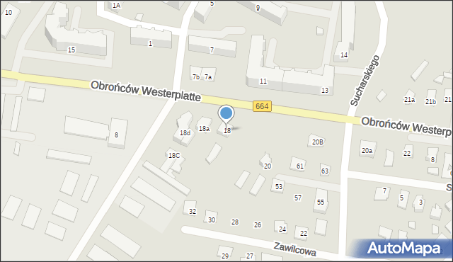 Augustów, Obrońców Westerplatte, 18, mapa Augustów