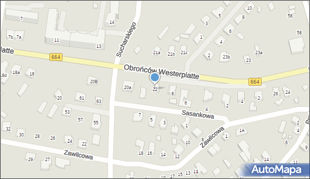 Augustów, Obrońców Westerplatte, 22, mapa Augustów