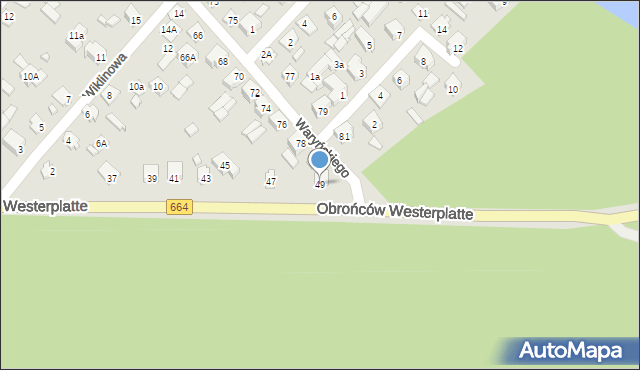 Augustów, Obrońców Westerplatte, 49, mapa Augustów