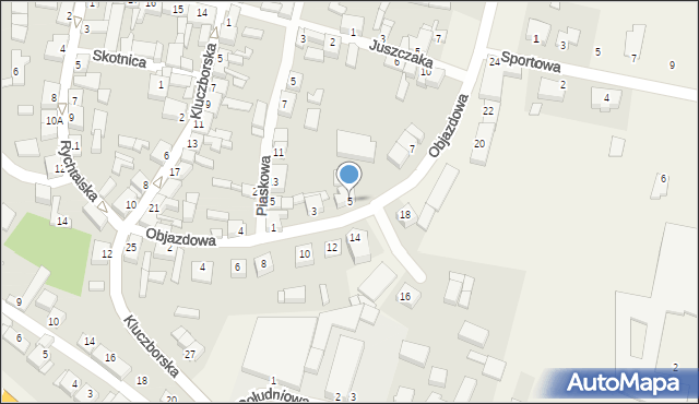 Baranów, Objazdowa, 5, mapa Baranów