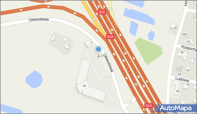 Białe Błota, Obwodowa, 8, mapa Białe Błota