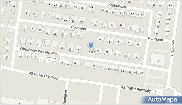 Białystok, Obrońców Westerplatte, 33A, mapa Białegostoku