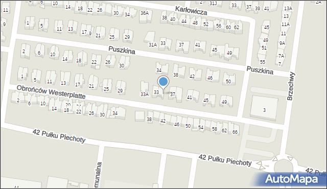 Białystok, Obrońców Westerplatte, 35, mapa Białegostoku